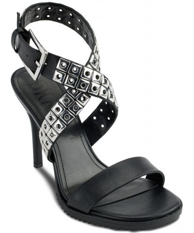 Women's Aiden Crisscross Ankle-Strap Dress Sandals Black $52.15 Shoes