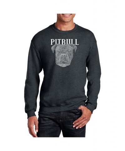 Men's Word Art Pitbull Face Crewneck Sweatshirt Gray $25.00 Sweatshirt