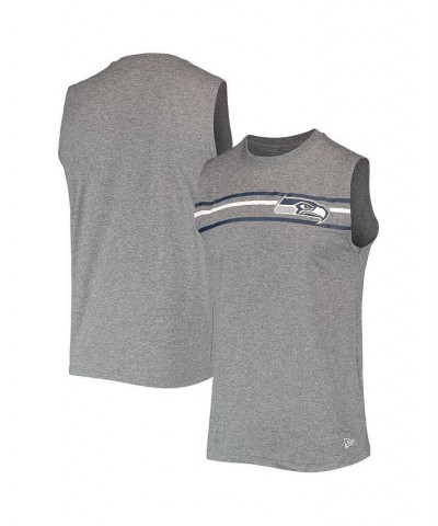 Men's Heathered Gray Seattle Seahawks Brushed Sleeveless Tank Top $20.05 T-Shirts