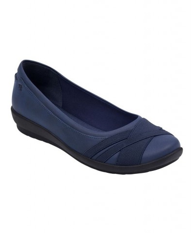 Women's Acasia Round Toe Slip-on Casual Flats Blue $33.18 Shoes