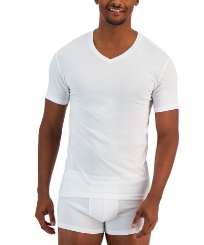 Men's 4-Pk. Slim-Fit Solid V-Neck Cotton T-Shirts White $24.50 Undershirt